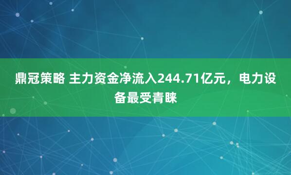鼎冠策略 主力资金净流入244.71亿元，电力设备最受青睐